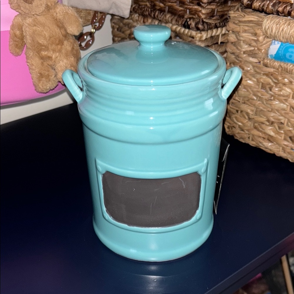 Turquoise Ceramic Cannister Jar with Lid